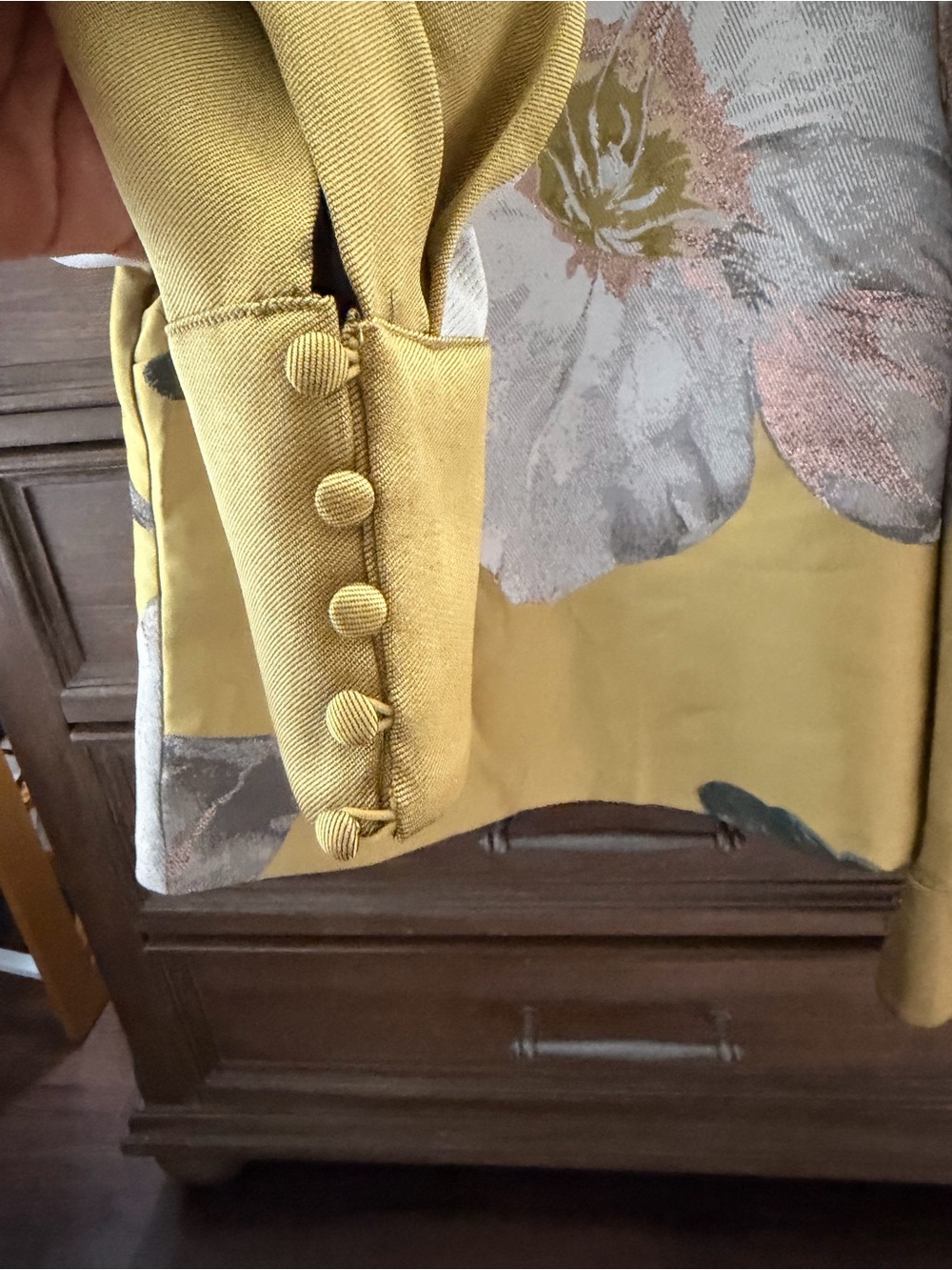 New York & Company Olive Floral Puff-Sleeve Blouse - Picture 3 of 4
